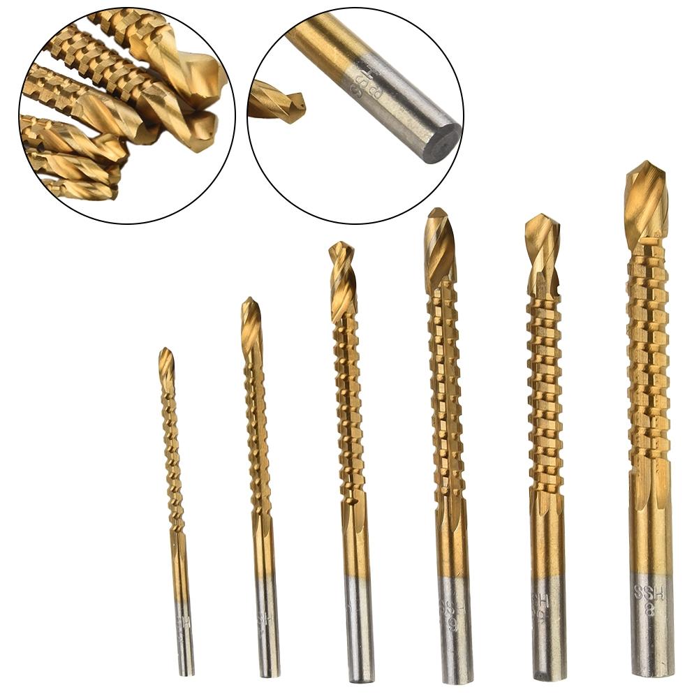 Покрытый высокоскоростной новый набор из 6 сверл и пил HSS сталь 6 шт. набор для самостоятельного изготовления титан 3-8 мм
