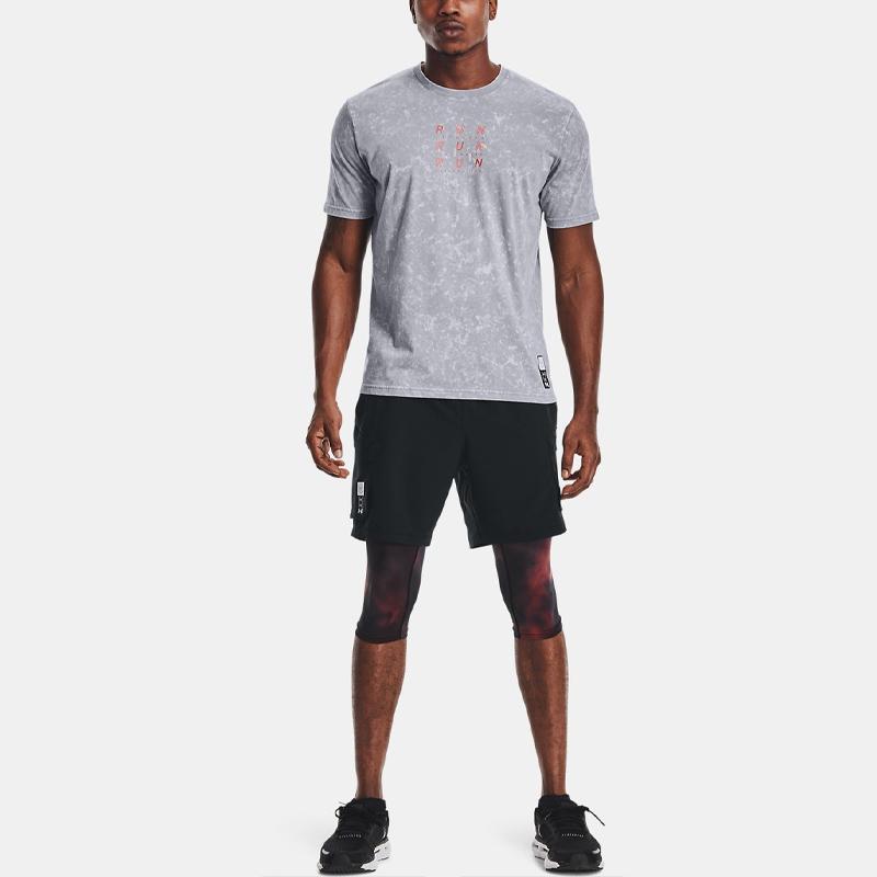 Under Armour Дышащая футболка для бега и тренировок с геометрическим принтом букв, мужские топы, сталь 1361643-035