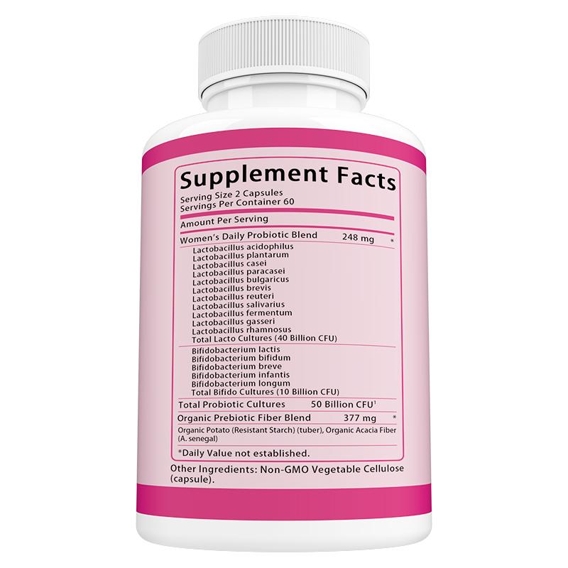 Didacat Women's Probiotic Supplement 50 Billion CFU, 16 Strains with Organic Prebiotic, 120 Caps