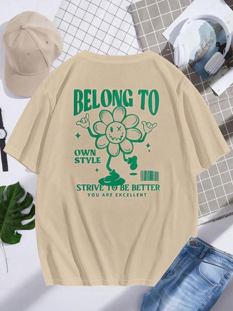 Belong To Own Style Strive To Be Better Men T-Shirts Fashion Cotton Clothes Loose Oversize T Shirt Casual Tee Cotton Tops