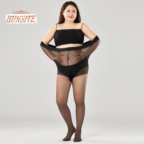 Ультратонкие женские чулки с высокой талией и хорошей эластичностью, бесшовные прозрачные колготки больших размеров с прозрачным дном