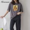 Hirsionsan винтажные хлопковые футболки с принтом, женские новые мягкие свободные женские футболки в стиле Харадзюку, летние повседневные топы в английском стиле, готическая футболка с рисунком