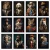 Suit Gentleman Animal Portrait Lion Monkey Cat White Horse Eagle Poster Canvas Paintings Wall Art Pictures Home Decor