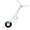 [L7412] - Silver Necklace 'Sissi' White Black Silver Ceramic (rhodium-plated) - 13x45 Mm
