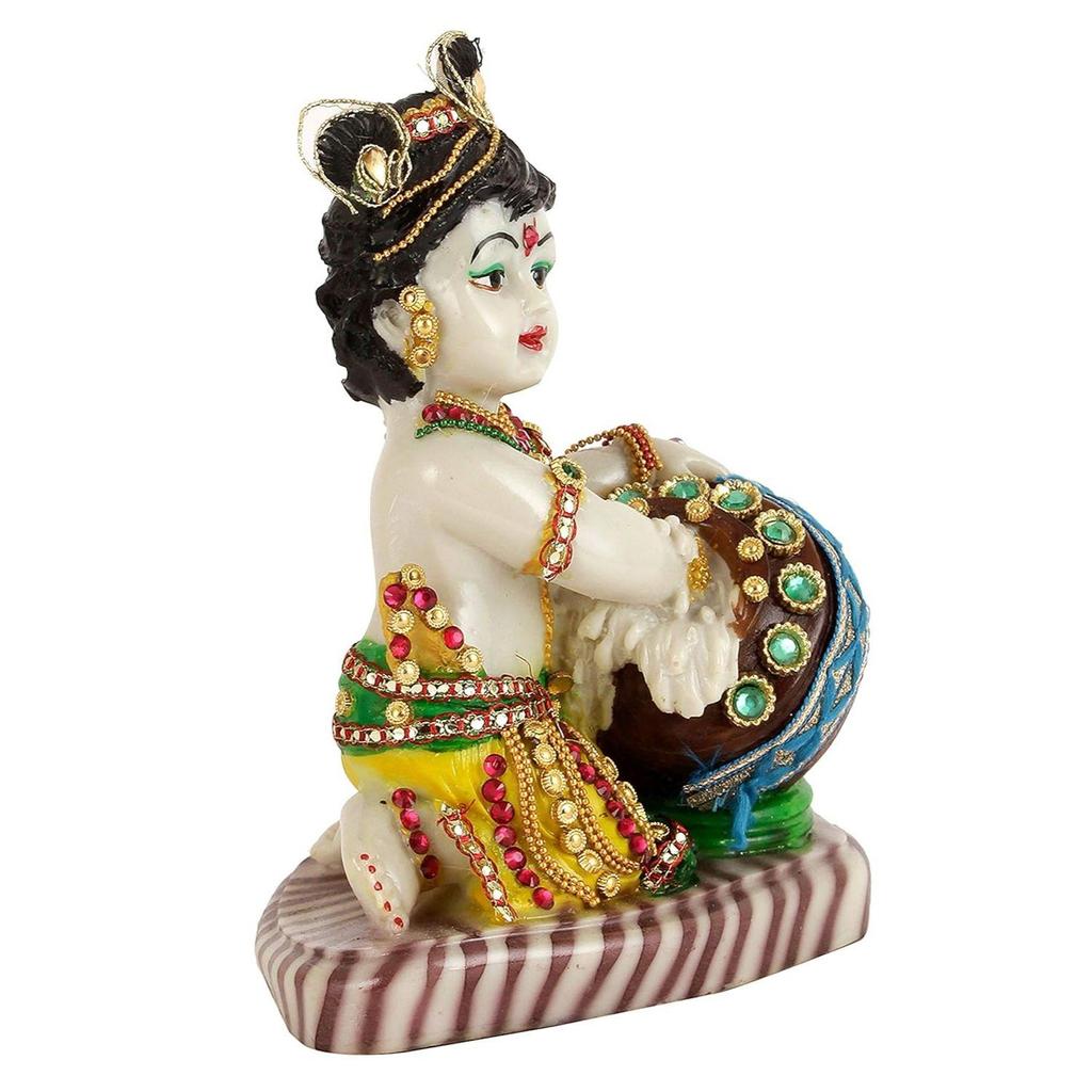 Lord Krishna Makhan Chor Idol Statue Figurine Showpiece (19 X 15 X 9 Cm) - Decoration Items for Home Decor Living Room
