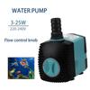 Submersible Water Pump Ultra-Quiet Filter Fish Pond EU/US Plug Aquarium Pump 3/10/25W Fish Tank Fountain with Suction Cups