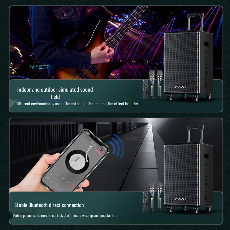 SANSUI E15 Portable Outdoor Bluetooth Karaoke Speaker CN plug (adapter included) (CN version)