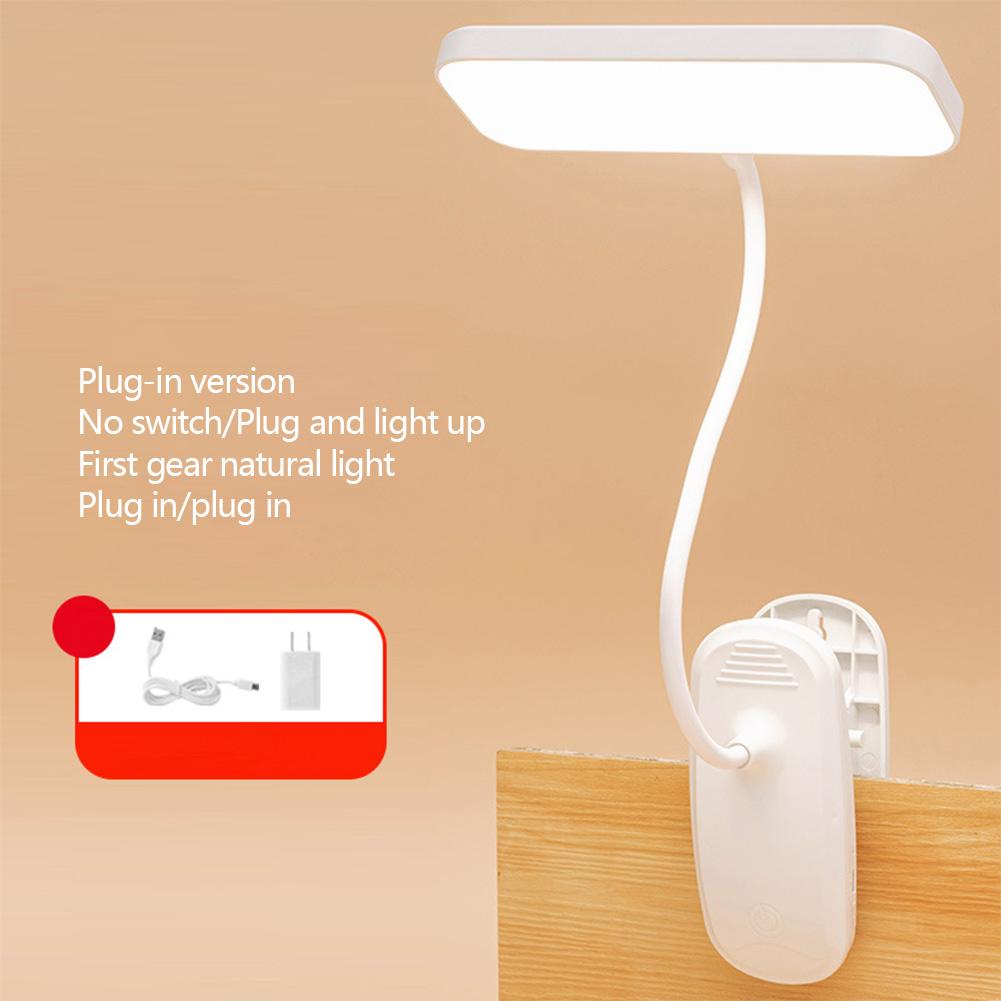 Светодиодная настольная лампа с защитой глаз и зажимом, перезаряжаемая через USB, 360°, гибкая настольная лампа для чтения в спальне, ночник