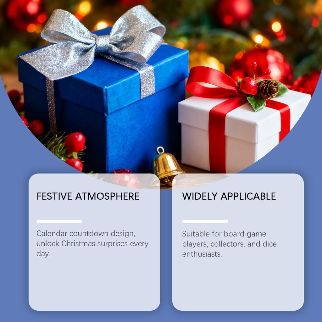 Рождественский адвент-календарь с набором кубиков, 24-дневный подарок для отсчета времени до Рождества, подходит для любителей ролевых настольных игр