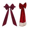 Рождественские бархатные банты на стулья 11,8" x 29,5" Бургундские банты для стульев с завязками сзади для Рождественского банкета, Свадьбы, Вечеринки по случаю дня рождения, Украшения для столовой
