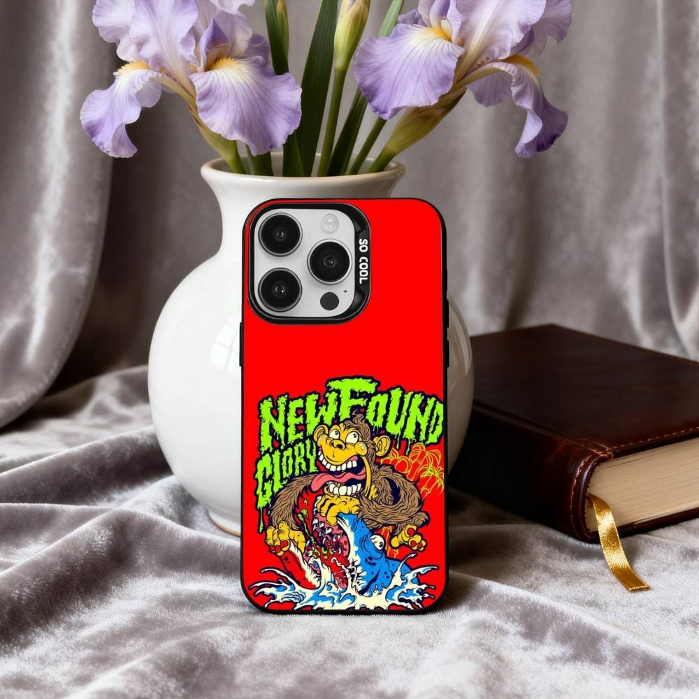Панк-чехол для телефона группы N-New Found Glory для iPhone 17, 16, 15, 14, 13, 12, 11 Plus, Pro Max, Конфетный, Посеребренный, Внутренняя крышка