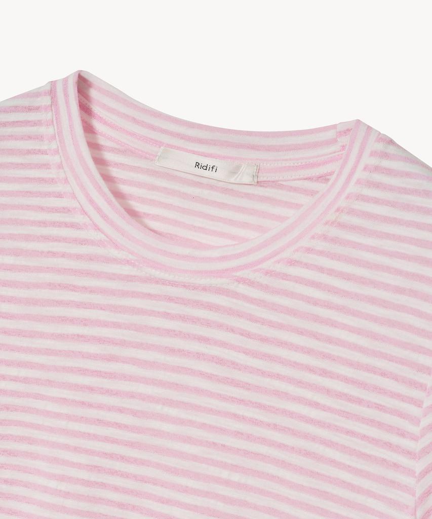 LADY VOLUME Soft Stripe T-Shirt (Pink)