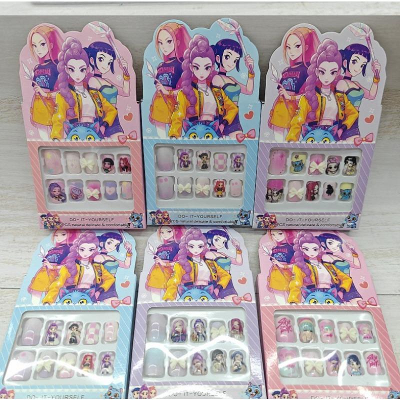 Hot Kpop Demon Hunter Girl Group Boutique Children's Girls Exquisite Wearable Nail Stickers Toy Gifts