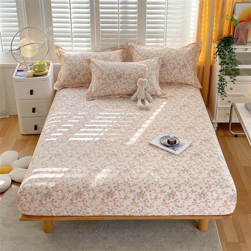 Комплект простыней на резинке с цветочным узором синего и белого цветов, комплект постельного белья из хлопка, приятное для кожи нескользящее покрывало с наволочками