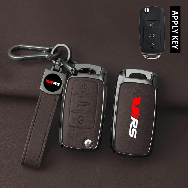 rmwpf7 Suitable for Skoda VIRS Fabia Kamiq Karoq Kodiaq Octavia Rapid Superb alloy car key case Leather car key guard accessory