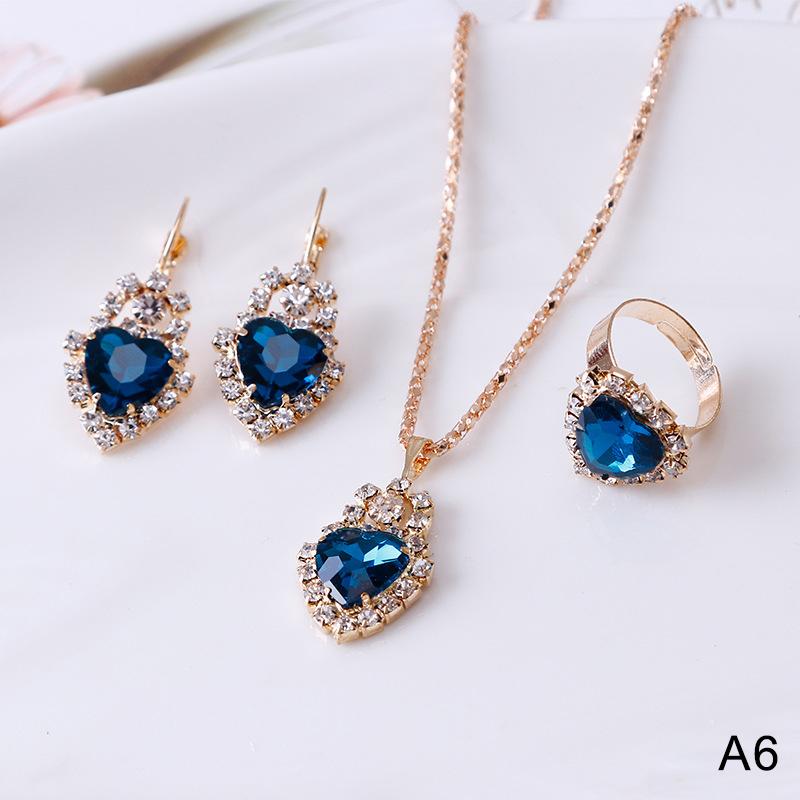 Модный женский комплект ювелирных изделий с романтическим сердцем, свадебное ожерелье, комплект колец