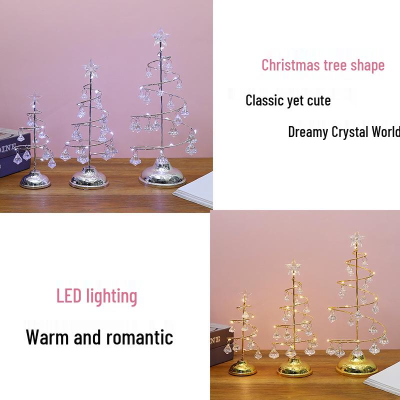 Светодиодная хрустальная рождественская елка: Гальванизированное железо, настольное украшение и ночник