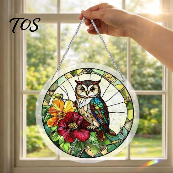 Non Fragile Glass Alternative 7.48 Inch Circular DIY Puzzle Suncatcher, Acrylic Stained Style Window Hanging Ornament, Crafts for Adults Waterproof
