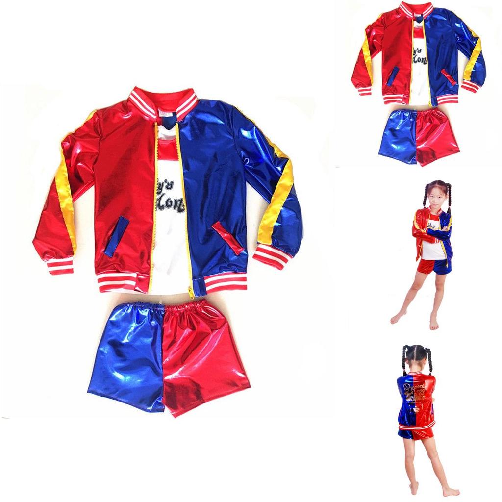 Потрясающий костюм на Хэллоуин для девочки с дизайном Харли Квинн из «Отряда самоубийц» для детей