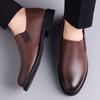 Fashion Thick Soled Office Formal Shoes Men Casual Leather Shoes Men Wear-Resistant Anti-Skid Round Toe Loafers Business Dress Footwear