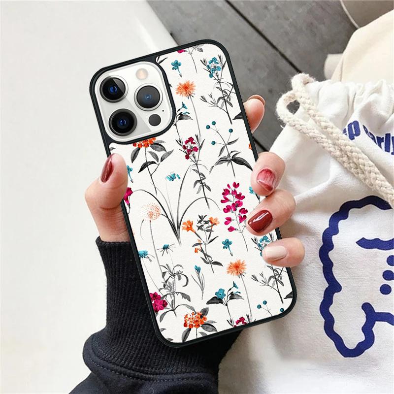 Винтажный чехол для телефона с цветами и листьями для iPhone 17 Air 15 16 Чехол 11 13 14 Pro Max 12 Plus Max Fundas