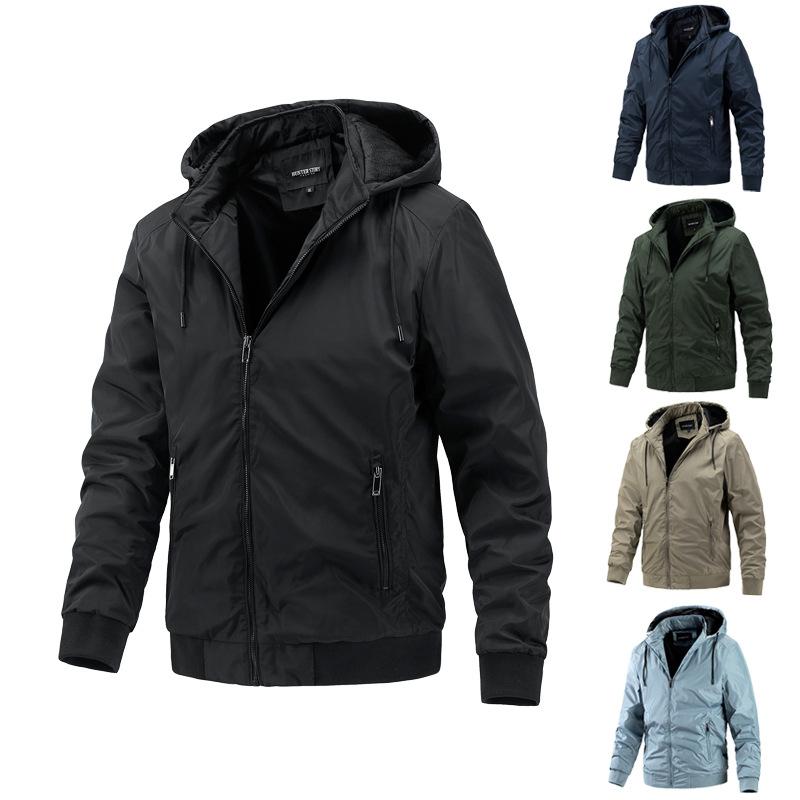 Men's Spring and Autumn Removable Hooded Jacket Casual Sports Thin Cotton Coat Business Trend Men's Wear