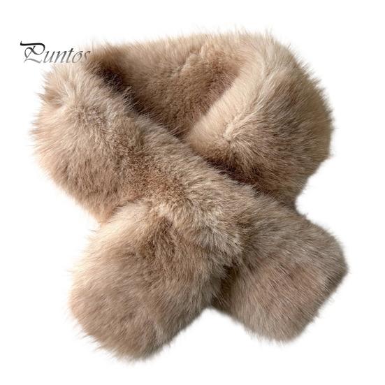 Winter Gifts for Women Plush Cross Scarf, Stylish Faux Fur Neck Warmer, Soft Velvet Gaiter Double-Sided Thermal Wrap Elegant Scarf Ladies Girls Fox