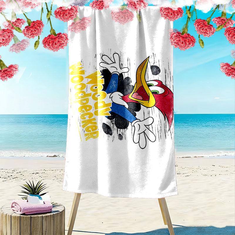 Woody Print Beach Towel, Large Soft Quick Dry Towel for Beach Camping Swimming