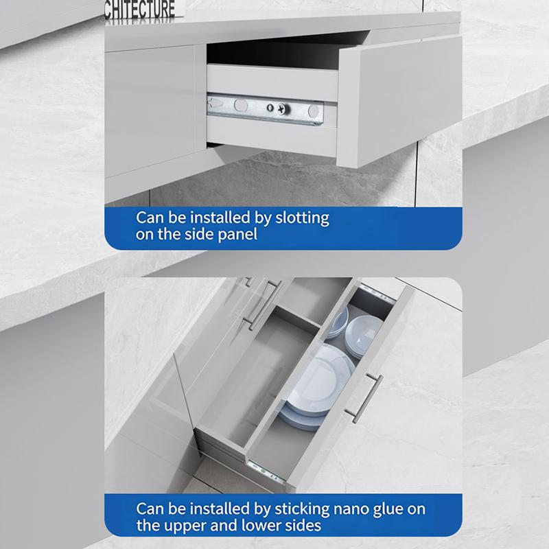 2Set Smooth Glide Bearing Drawer Slides 17Mm Wide Two Way Slide Drawer Glides 8"-17" Hardware Accessories Drawer Rail