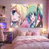 Кавайная группа Vocaloid, узор с дуэтом, настенный гобелен, мягкий полиэстер, аниме-фан, фон для комнаты в общежитии, настенный плакат