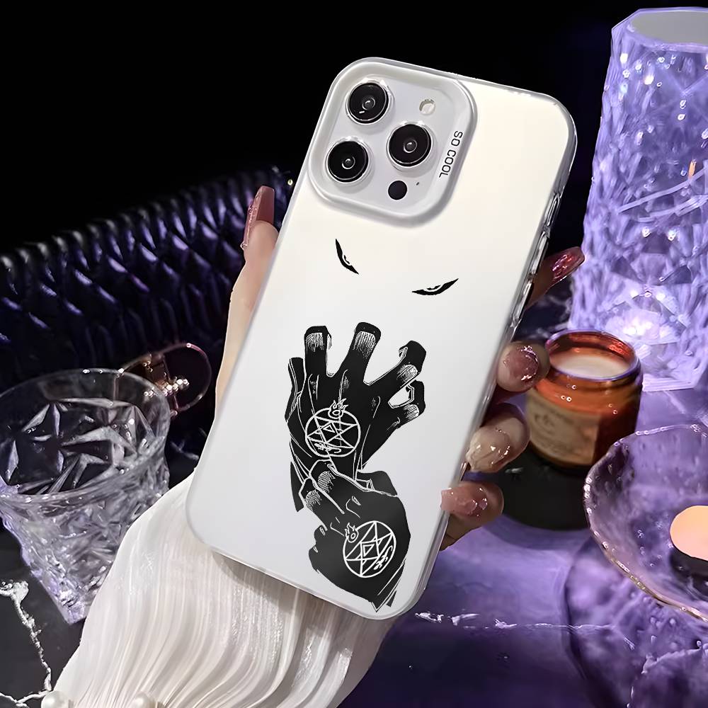 Чехол для телефона Аниме F-Стальной Алхимик Для iPhone 17 16 15 14 13 12 11 Pro Max Air разноцветный Матовый Лазерный Металлик Аврора Funda