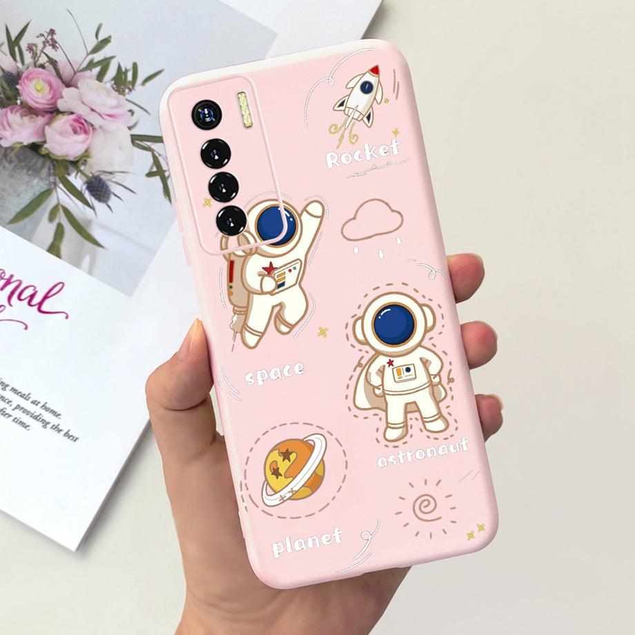 Для Tecno Camon 17 Pro CG6 Чехол Роскошный Мягкий Силикон Funda Черный Кот Астронавт Рисунок Для Tecno Camon 17P Camon17 Чехол Capas