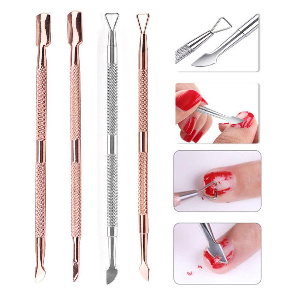 Manicure Tool Stainless Steel Triangle Rod Nail Polish Remover UV Gel Clean Stick Cuticle Pusher