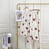 Peach Bear Warm Coral Fleece Pajama Set - Women's Two-Piece Autumn/Winter Loungewear