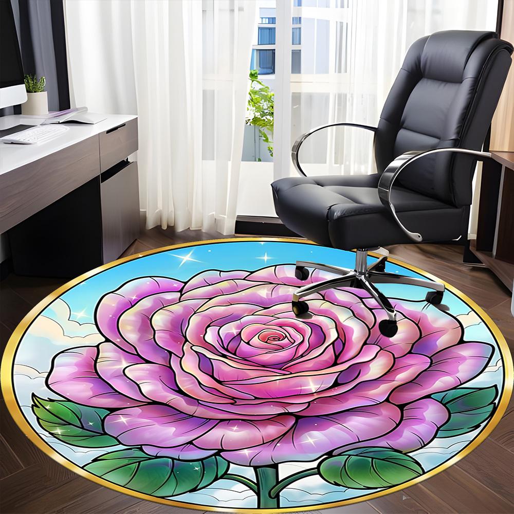 1pc Rose Window Chair Carpet for Office - Durable, Ideal for Chair Mats, Stylish & Functional Decorative Rug yy260130079