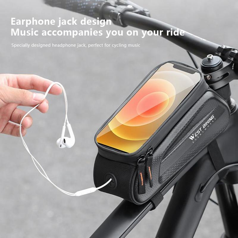 Сумка для телефона с сенсорным экраном West Biking 7,0 дюйма, светоотражающая сумка для верхней трубы велосипеда, водоотталкивающая сумка для передней рамы из прочного материала Eva