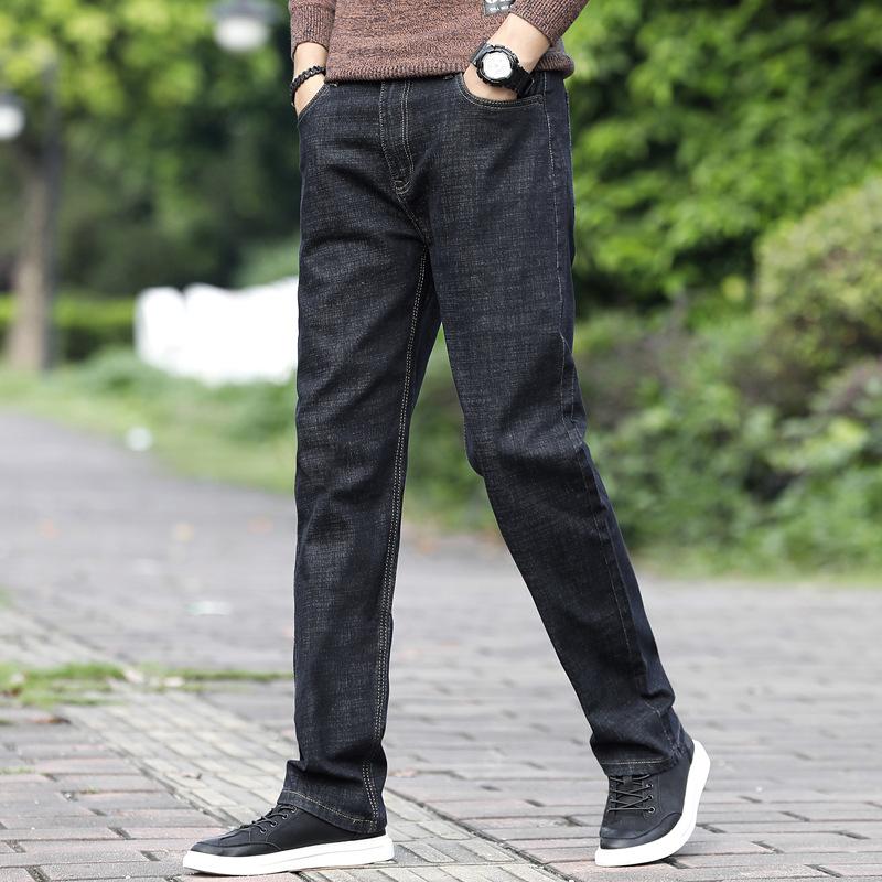 Весенние джинсы, мужские эластичные свободные широкие брюки, мужские джинсы для толстого парня, большая мужская одежда