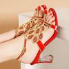 2024 Fashion Rhinestone Sandals Women Shoes Fish Mouth Diamond Summer Elegant Thick High Heels Female Sandals Medium Heel 33