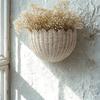 Scalloped Wall Wicker Basket Large Capacity Strong Load-bearing Simple Installation Multi-Purpose Rustic Wall Storage Basket