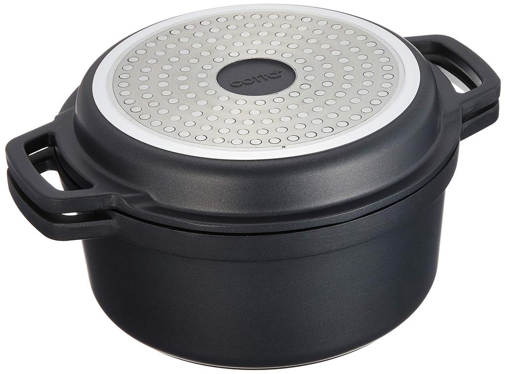 Cotta Waterless Cooking 92081 Pot, Silver, Diameter 20cm, Height 9.5cm, Lid 3cm,