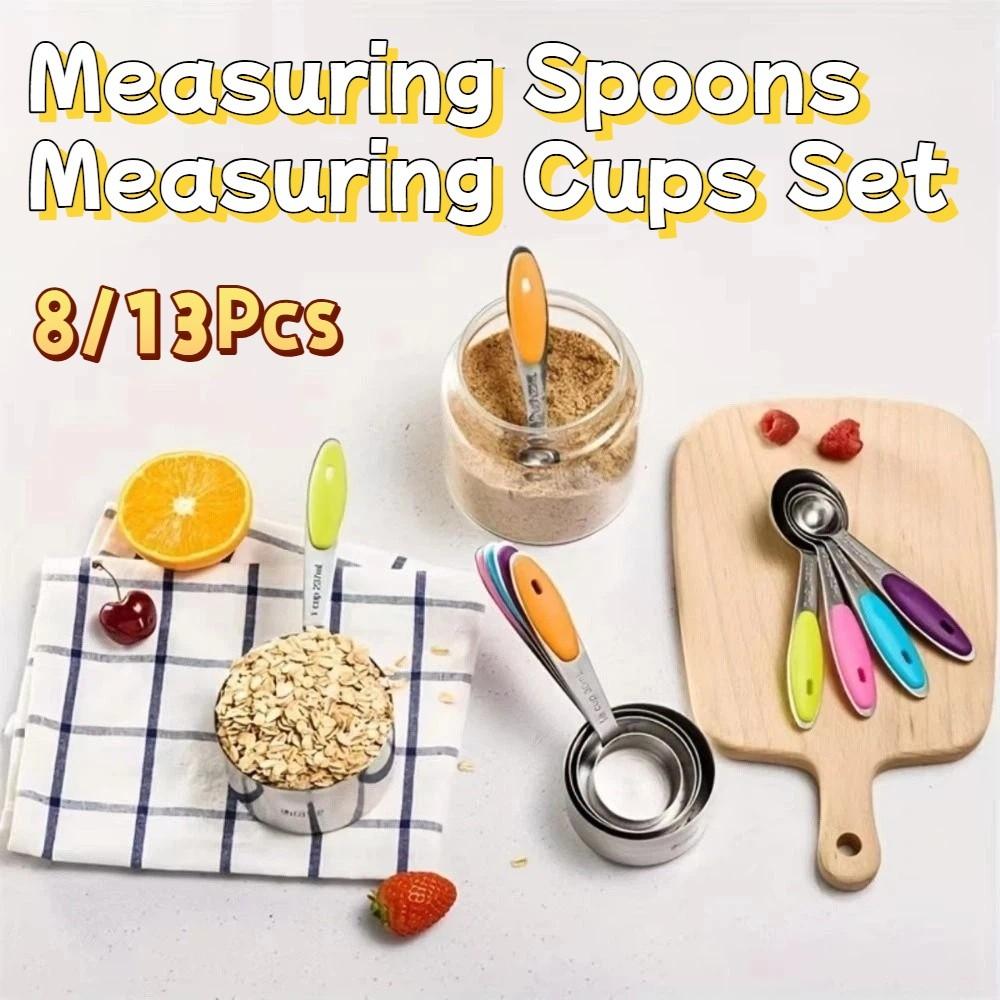 8/13Pcs Teaspoon Measuring Cups Set Stainless Steel Kitchen Measure Tool  Food Preparation