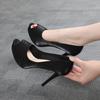 Peep Toe Satin Club Platform(3cm) Sexy Solid Women Summer Shoes Fashion 10cm High Heels Party Office Wedding Female Pumps Shoes