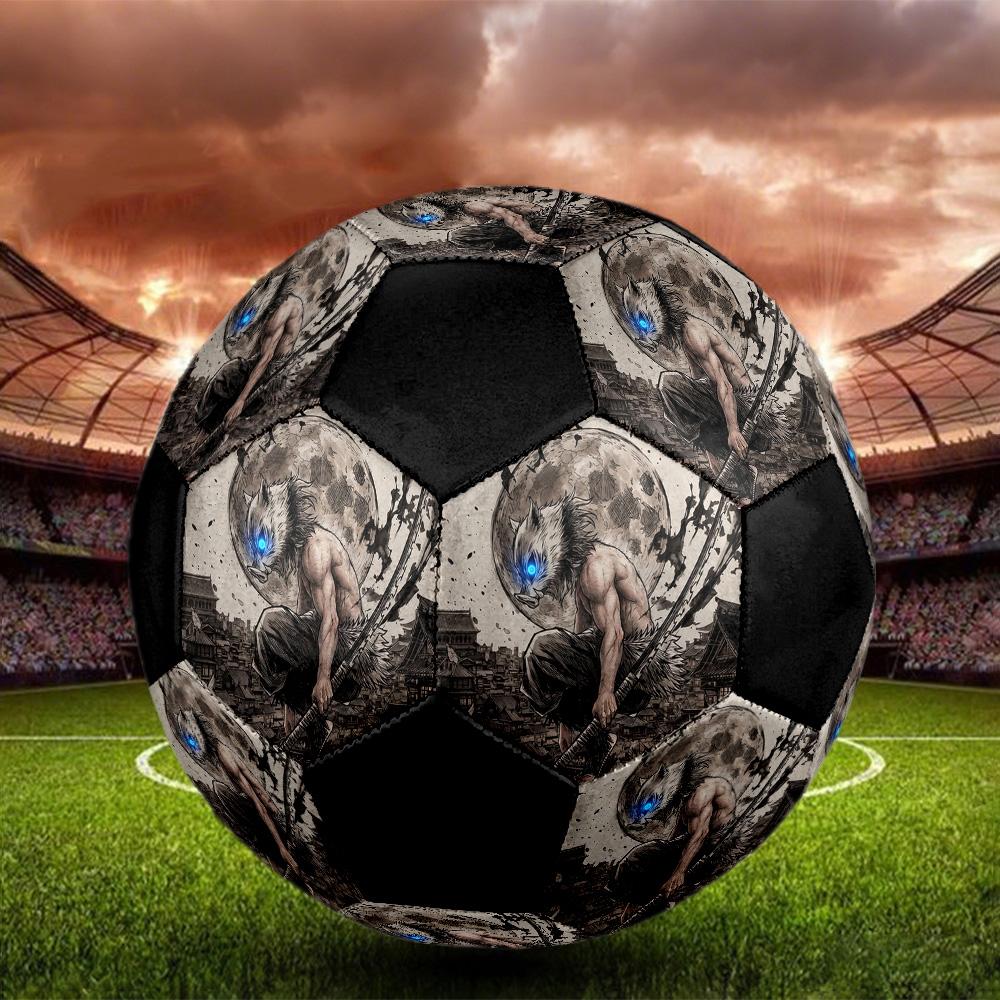 Inosuke Hashibira Soccer Ball Colorful All Ages Machine Stitched PVC Competition Ready Durable High-Bounce.SIZE5
