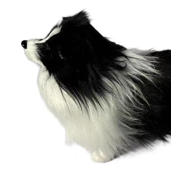 Simulated Plush Sheepdog Model Lifelike Mini Dog Toy Stuffed Animal Doll Home Office Desktop Decoration Ornament