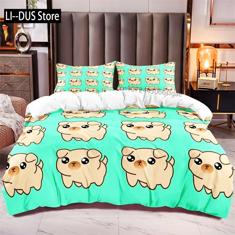 Пододеяльник с изображением милой свиньи из мультфильма Kawaii Animals Комплект постельного белья King Microfiber Farmhouse Wildlife Theme Одеяло Чехол Наволочки