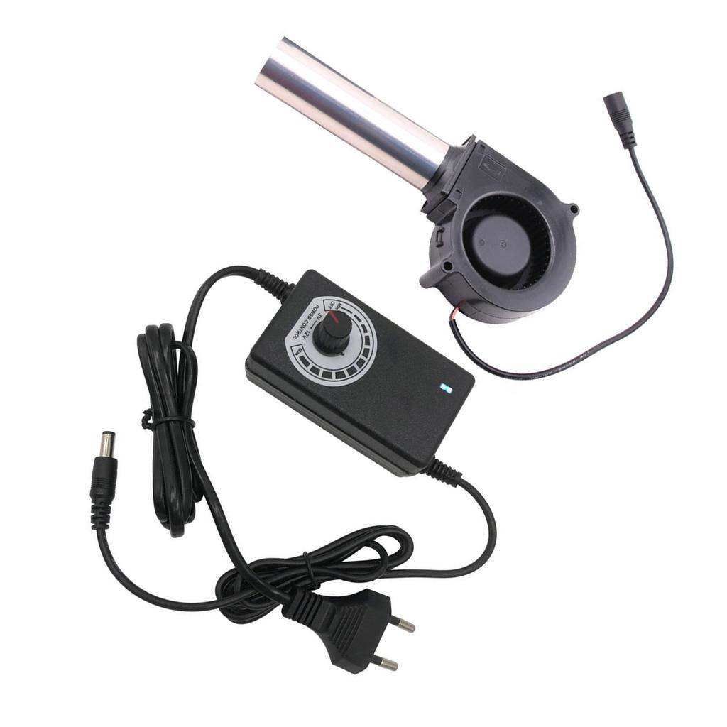 7530 Вентилятор для барбекю с длинным воздуховодом, 12 В постоянного тока 220 В, регулятор скорости для дров, печи для барбекю, тихий вентилятор