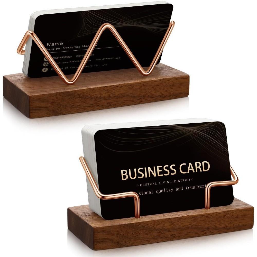 Solid Wood Business Card Box Durable Card Display Stand Premium Business Card Holder Desktop