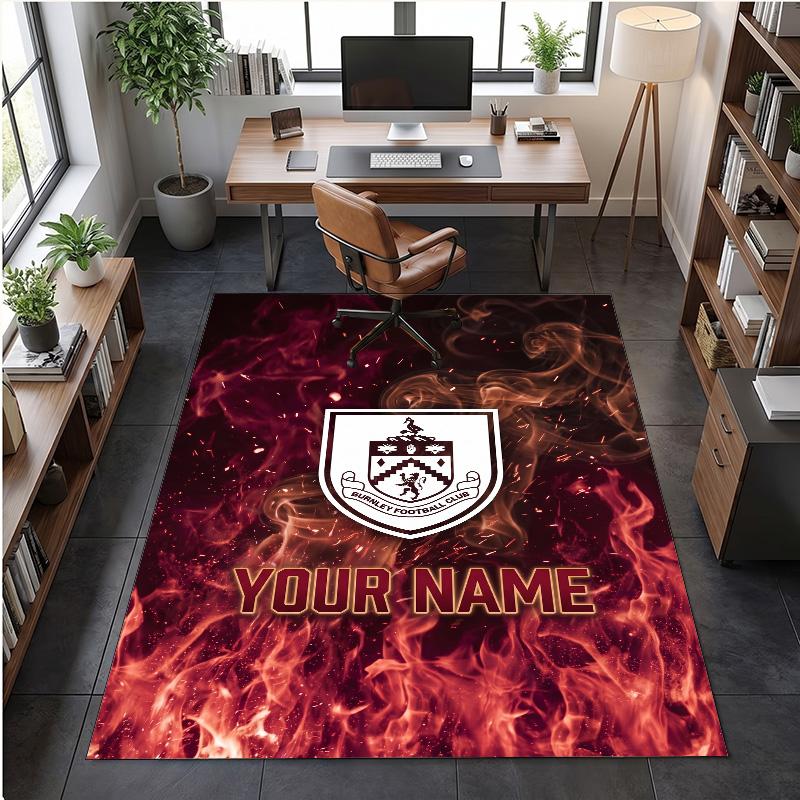 Crystal Velvet Rug Burnley Football Print Custom Name Text Floor Mat Home Decor