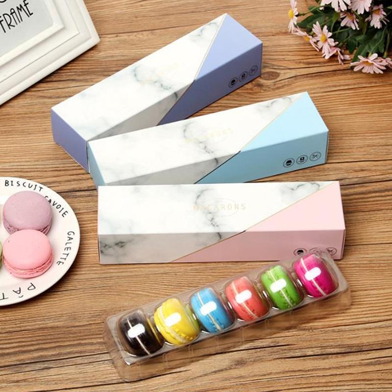 5PCS Macaron Box Transparent PET Dessert Pastry Packaging Boxes Cake Display Decoration Holds 6 Macarons Party Supplies Only Box