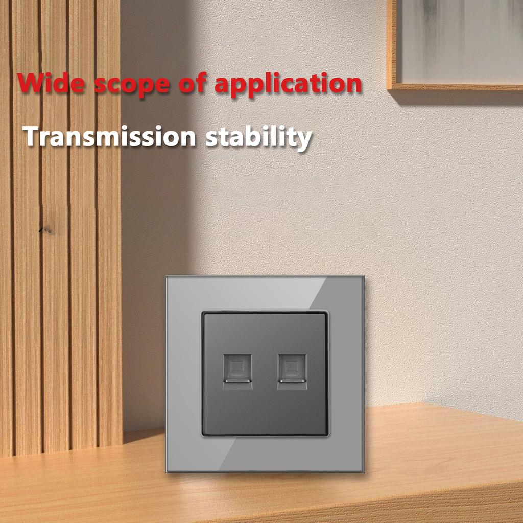 Cat6 Rj45 настенная розетка сетевая розетка с телевизором настенная двойная розетка для передачи данных телефонная панель из закаленного стекла настенная компьютерная сетевая розетка